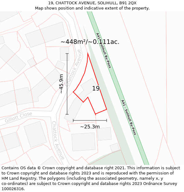 19, CHATTOCK AVENUE, SOLIHULL, B91 2QX: Plot and title map