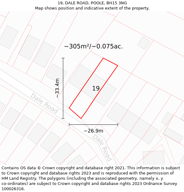 19, DALE ROAD, POOLE, BH15 3NG: Plot and title map