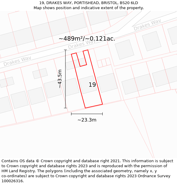 19, DRAKES WAY, PORTISHEAD, BRISTOL, BS20 6LD: Plot and title map