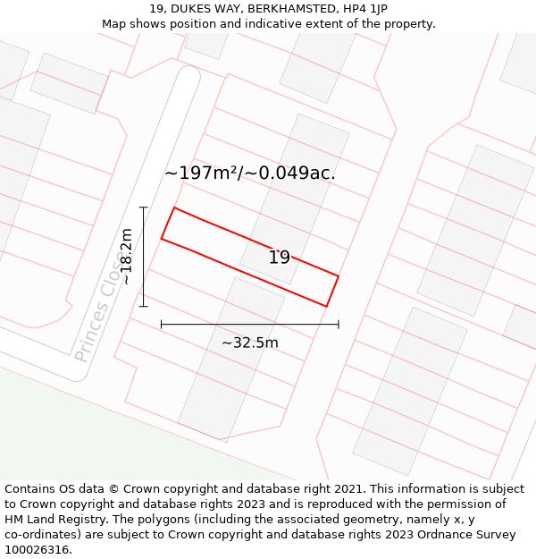 19, DUKES WAY, BERKHAMSTED, HP4 1JP: Plot and title map