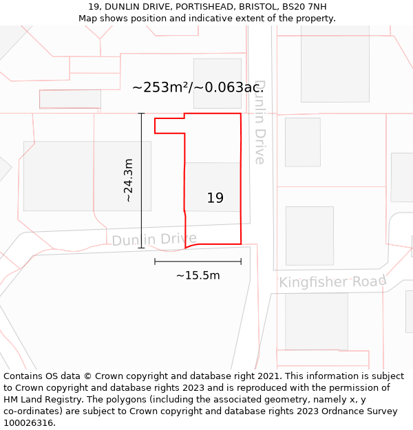 19, DUNLIN DRIVE, PORTISHEAD, BRISTOL, BS20 7NH: Plot and title map