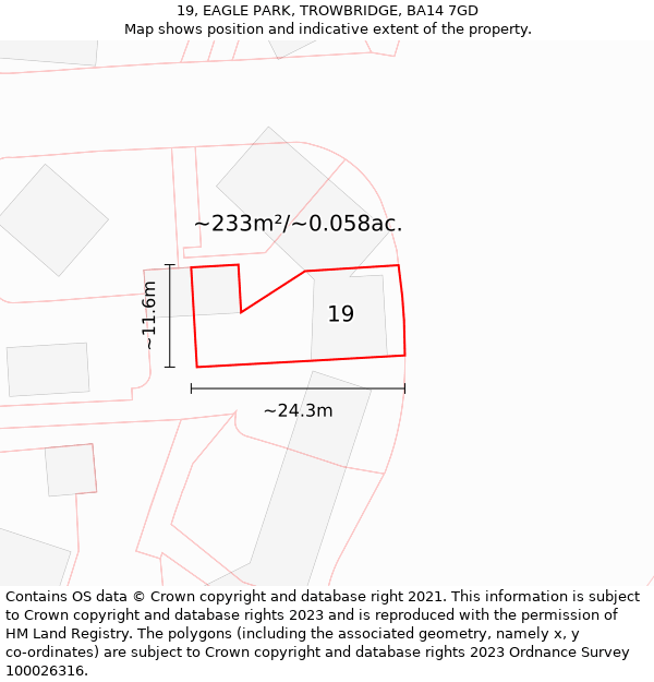 19, EAGLE PARK, TROWBRIDGE, BA14 7GD: Plot and title map