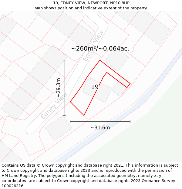 19, EDNEY VIEW, NEWPORT, NP10 8HP: Plot and title map