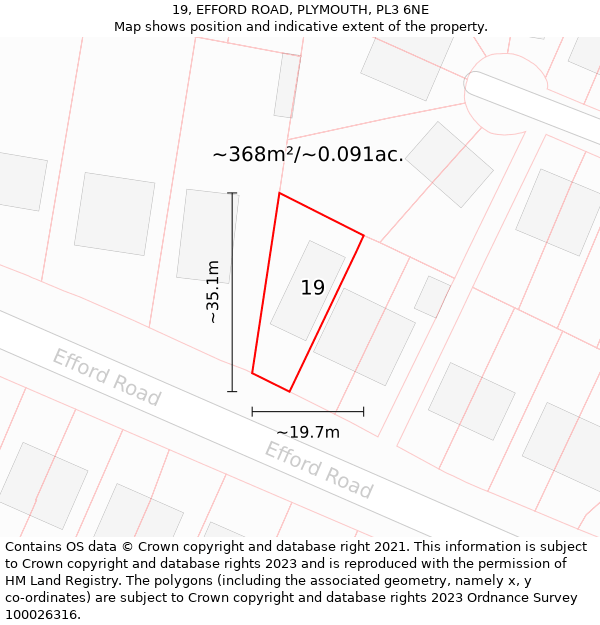 19, EFFORD ROAD, PLYMOUTH, PL3 6NE: Plot and title map