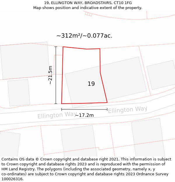 19, ELLINGTON WAY, BROADSTAIRS, CT10 1FG: Plot and title map