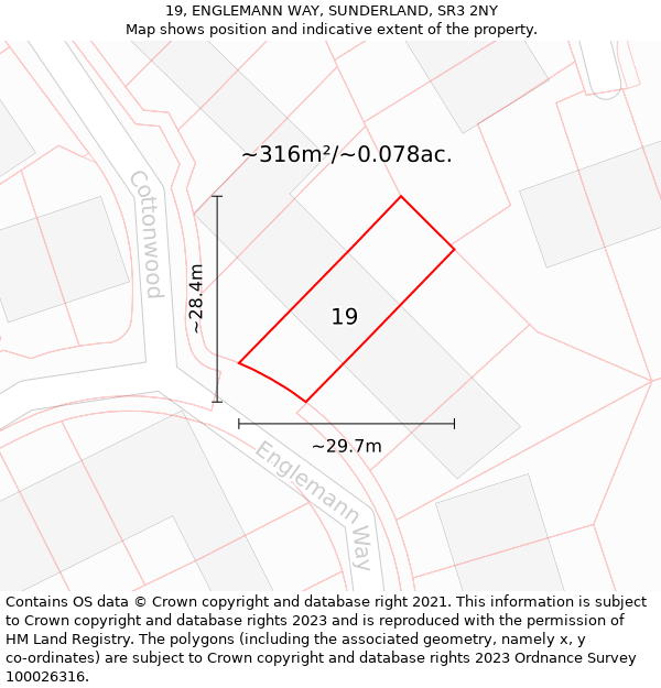 19, ENGLEMANN WAY, SUNDERLAND, SR3 2NY: Plot and title map