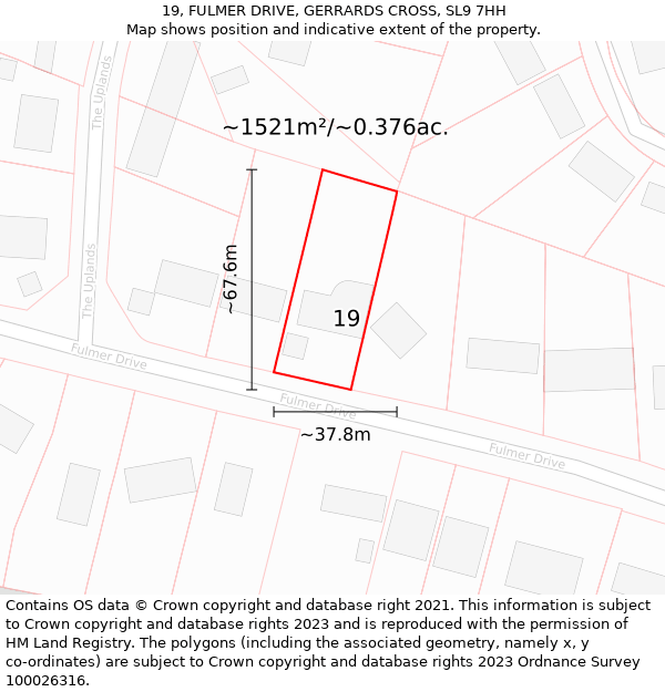 19, FULMER DRIVE, GERRARDS CROSS, SL9 7HH: Plot and title map