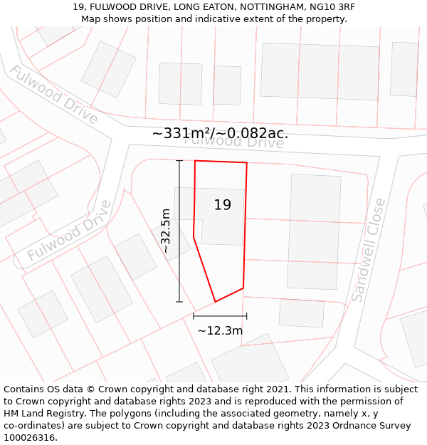 19, FULWOOD DRIVE, LONG EATON, NOTTINGHAM, NG10 3RF: Plot and title map