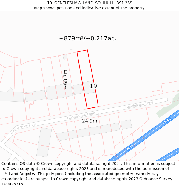 19, GENTLESHAW LANE, SOLIHULL, B91 2SS: Plot and title map