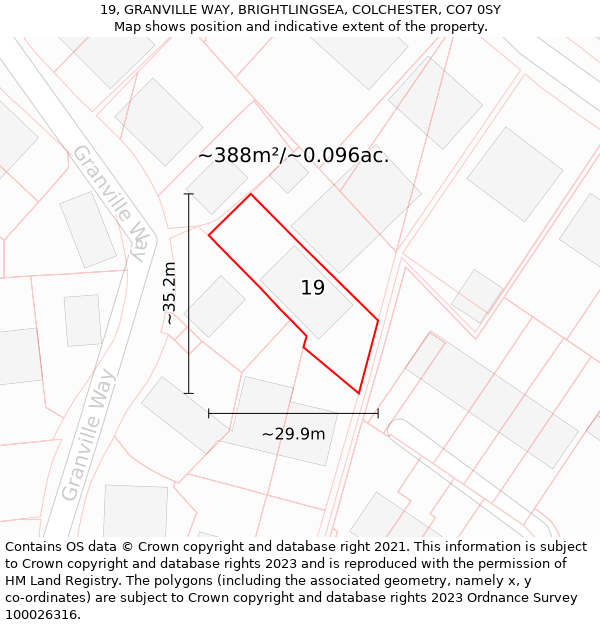 19, GRANVILLE WAY, BRIGHTLINGSEA, COLCHESTER, CO7 0SY: Plot and title map