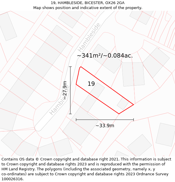 19, HAMBLESIDE, BICESTER, OX26 2GA: Plot and title map