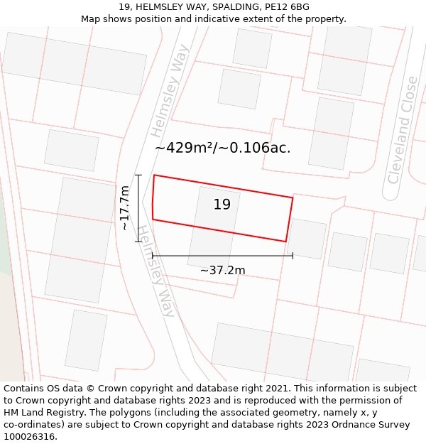 19, HELMSLEY WAY, SPALDING, PE12 6BG: Plot and title map