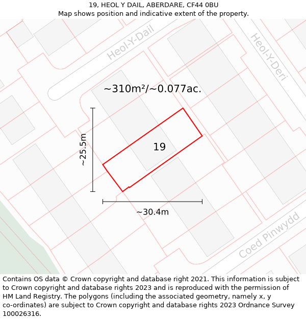 19, HEOL Y DAIL, ABERDARE, CF44 0BU: Plot and title map