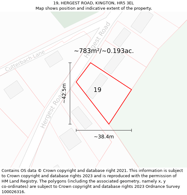 19, HERGEST ROAD, KINGTON, HR5 3EL: Plot and title map