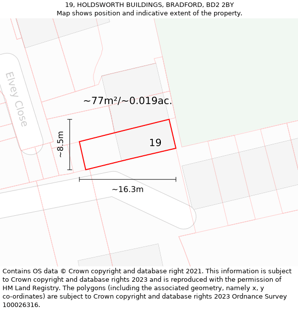 19, HOLDSWORTH BUILDINGS, BRADFORD, BD2 2BY: Plot and title map