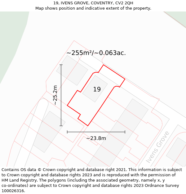 19, IVENS GROVE, COVENTRY, CV2 2QH: Plot and title map