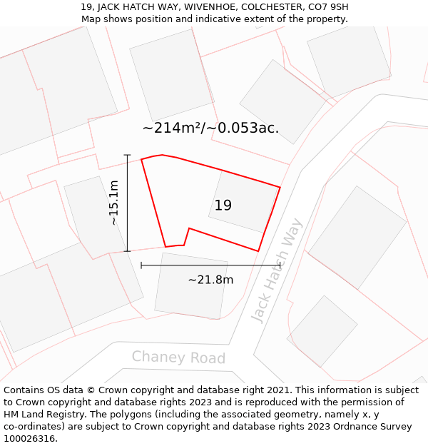 19, JACK HATCH WAY, WIVENHOE, COLCHESTER, CO7 9SH: Plot and title map