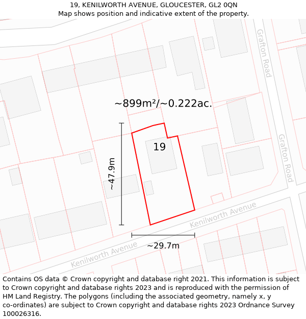 19, KENILWORTH AVENUE, GLOUCESTER, GL2 0QN: Plot and title map