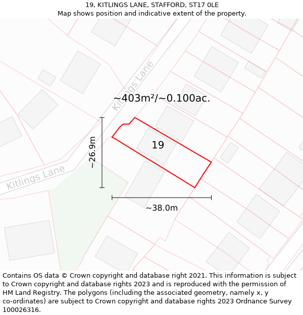 19, KITLINGS LANE, STAFFORD, ST17 0LE: Plot and title map