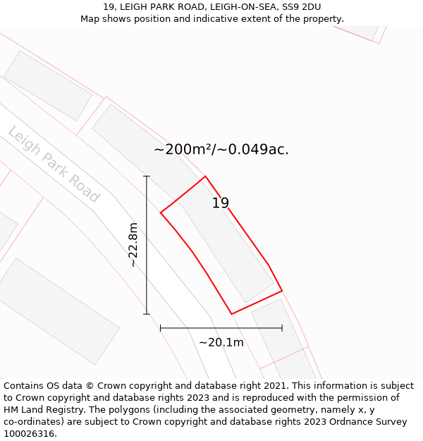 19, LEIGH PARK ROAD, LEIGH-ON-SEA, SS9 2DU: Plot and title map