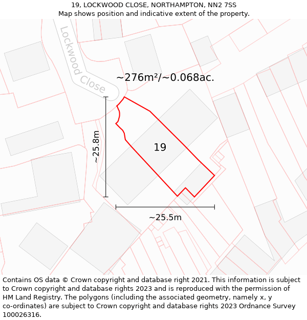 19, LOCKWOOD CLOSE, NORTHAMPTON, NN2 7SS: Plot and title map