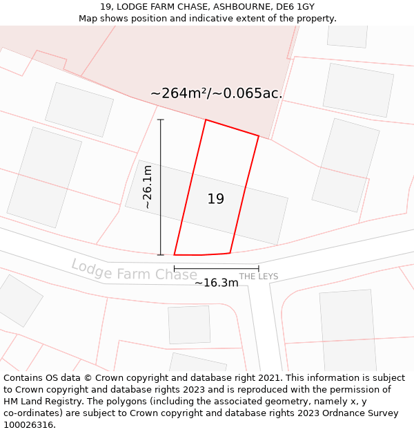 19, LODGE FARM CHASE, ASHBOURNE, DE6 1GY: Plot and title map