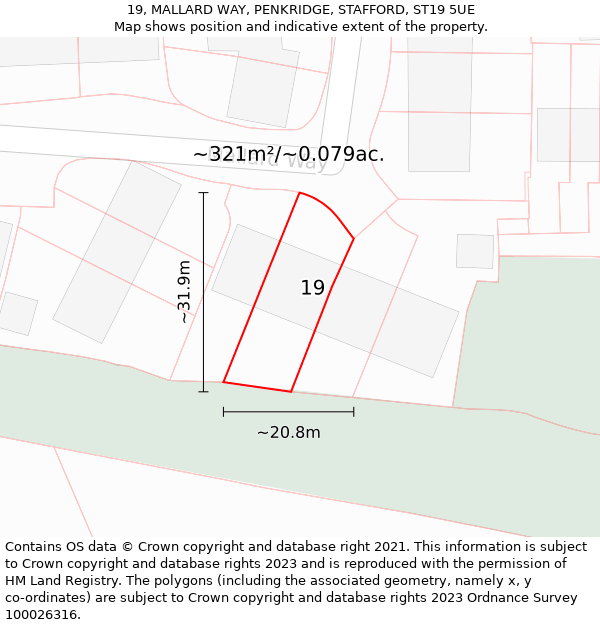 19, MALLARD WAY, PENKRIDGE, STAFFORD, ST19 5UE: Plot and title map