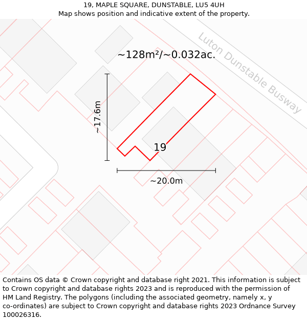 19, MAPLE SQUARE, DUNSTABLE, LU5 4UH: Plot and title map