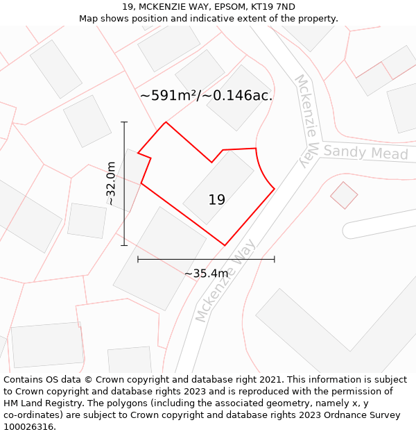 19, MCKENZIE WAY, EPSOM, KT19 7ND: Plot and title map