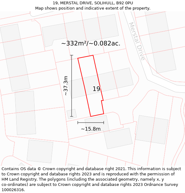 19, MERSTAL DRIVE, SOLIHULL, B92 0PU: Plot and title map