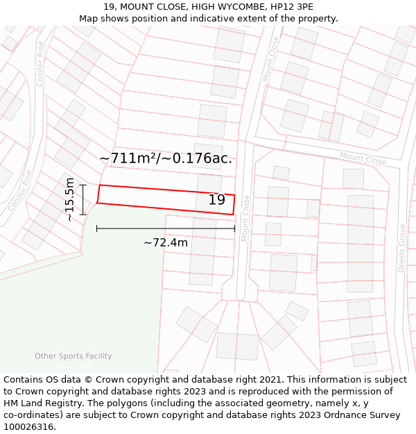 19, MOUNT CLOSE, HIGH WYCOMBE, HP12 3PE: Plot and title map