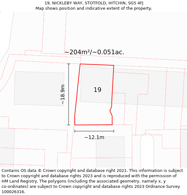 19, NICKLEBY WAY, STOTFOLD, HITCHIN, SG5 4FJ: Plot and title map