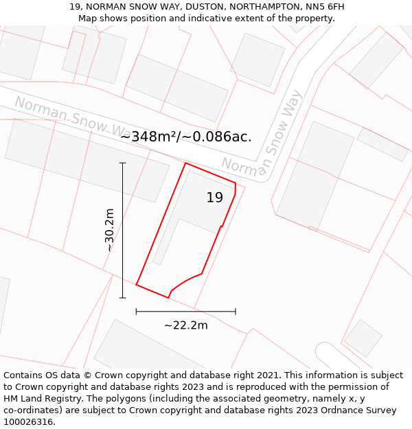 19, NORMAN SNOW WAY, DUSTON, NORTHAMPTON, NN5 6FH: Plot and title map