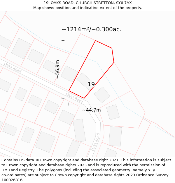 19, OAKS ROAD, CHURCH STRETTON, SY6 7AX: Plot and title map