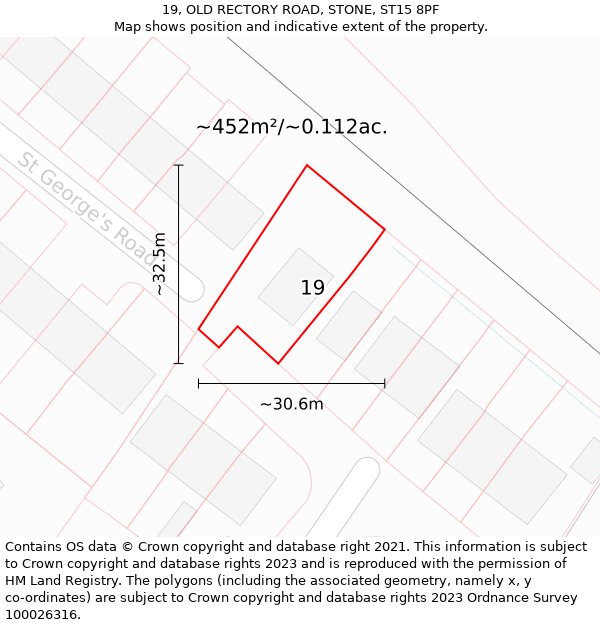 19, OLD RECTORY ROAD, STONE, ST15 8PF: Plot and title map