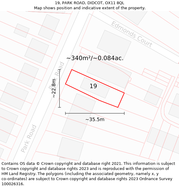 19, PARK ROAD, DIDCOT, OX11 8QL: Plot and title map