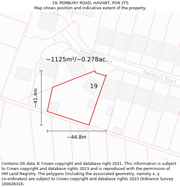 19, PEMBURY ROAD, HAVANT, PO9 2TS: Plot and title map