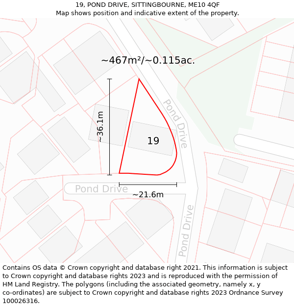 19, POND DRIVE, SITTINGBOURNE, ME10 4QF: Plot and title map