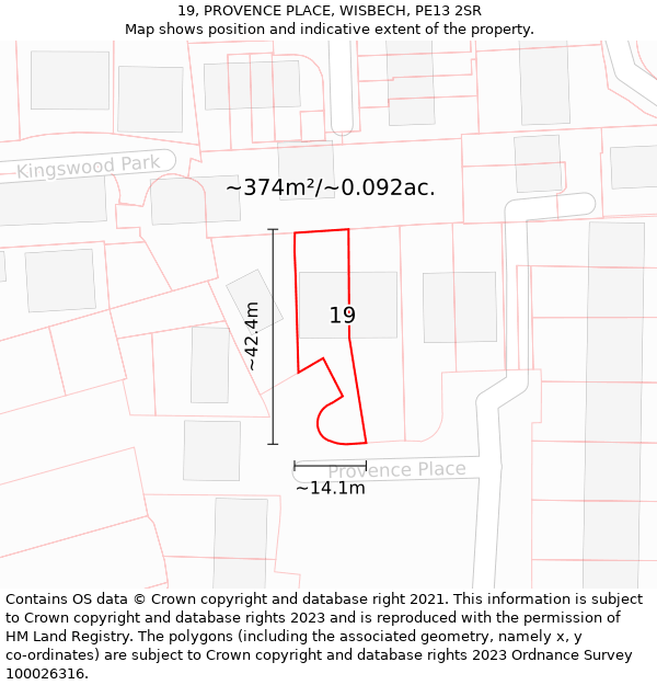 19, PROVENCE PLACE, WISBECH, PE13 2SR: Plot and title map