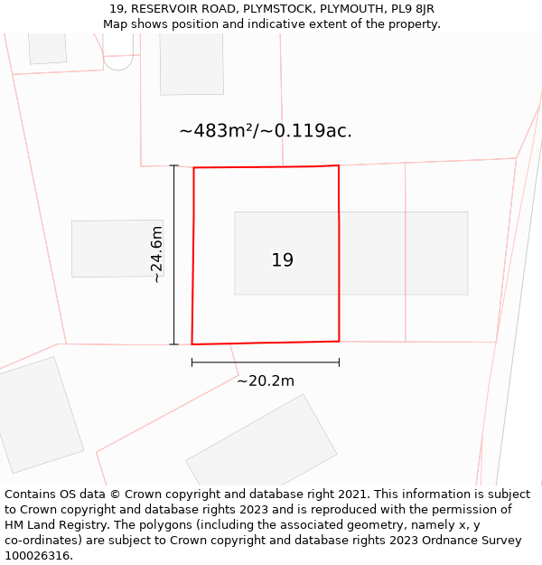 19, RESERVOIR ROAD, PLYMSTOCK, PLYMOUTH, PL9 8JR: Plot and title map
