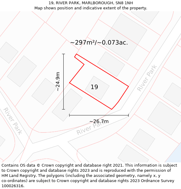 19, RIVER PARK, MARLBOROUGH, SN8 1NH: Plot and title map