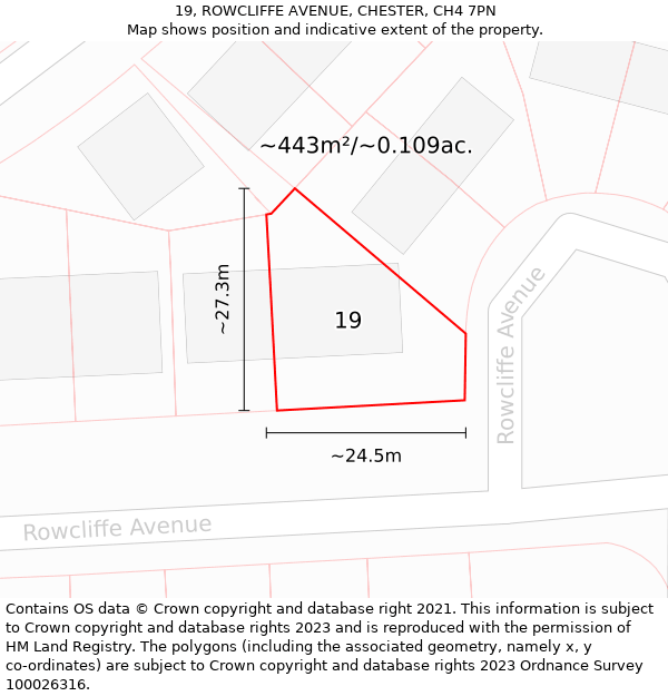 19, ROWCLIFFE AVENUE, CHESTER, CH4 7PN: Plot and title map