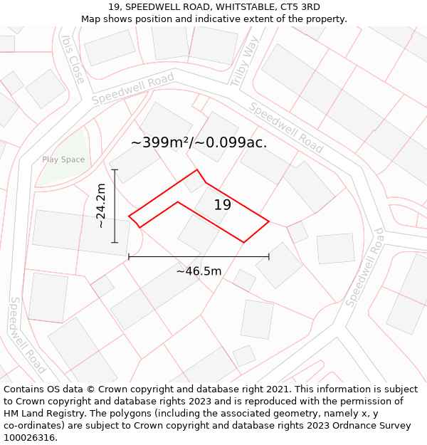 19, SPEEDWELL ROAD, WHITSTABLE, CT5 3RD: Plot and title map