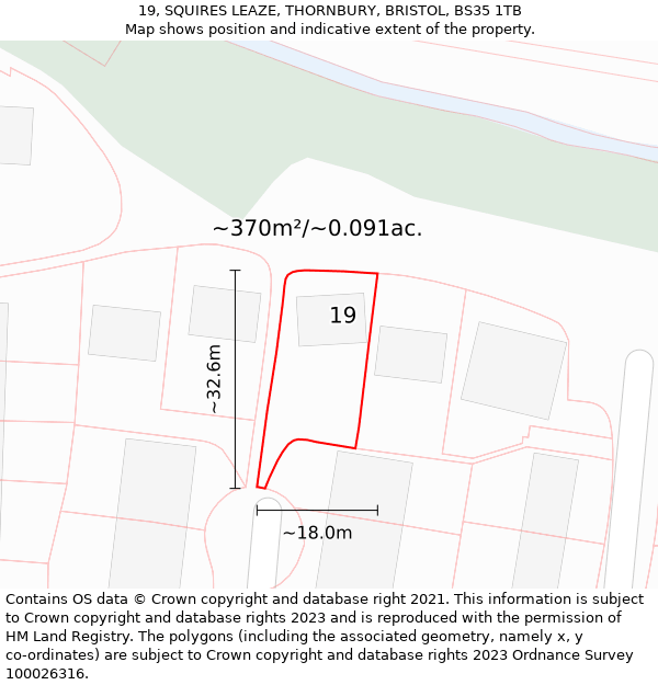 19, SQUIRES LEAZE, THORNBURY, BRISTOL, BS35 1TB: Plot and title map