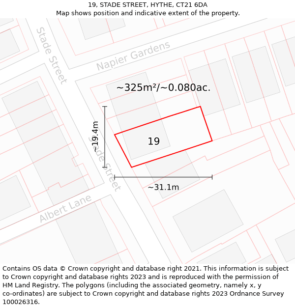 19, STADE STREET, HYTHE, CT21 6DA: Plot and title map