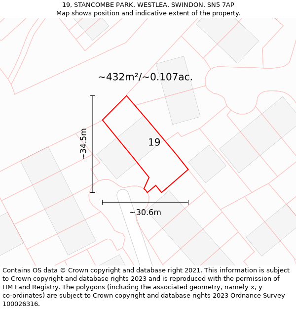 19, STANCOMBE PARK, WESTLEA, SWINDON, SN5 7AP: Plot and title map