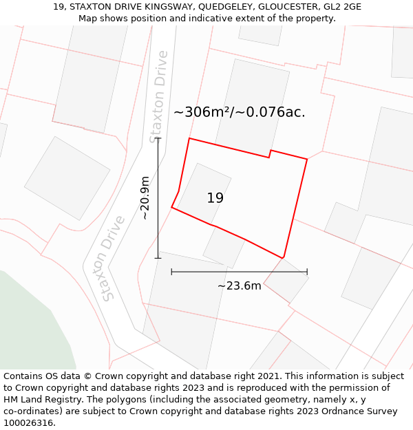 19, STAXTON DRIVE KINGSWAY, QUEDGELEY, GLOUCESTER, GL2 2GE: Plot and title map