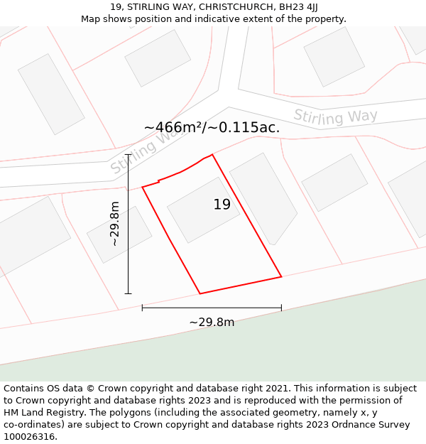 19, STIRLING WAY, CHRISTCHURCH, BH23 4JJ: Plot and title map