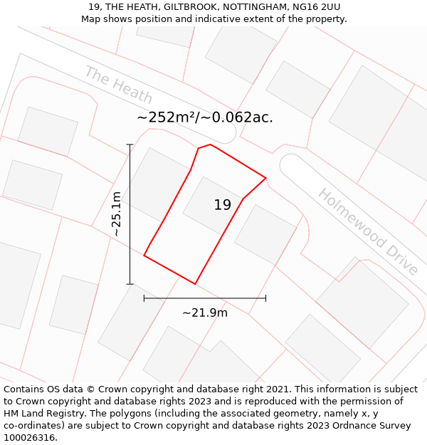 19, THE HEATH, GILTBROOK, NOTTINGHAM, NG16 2UU: Plot and title map