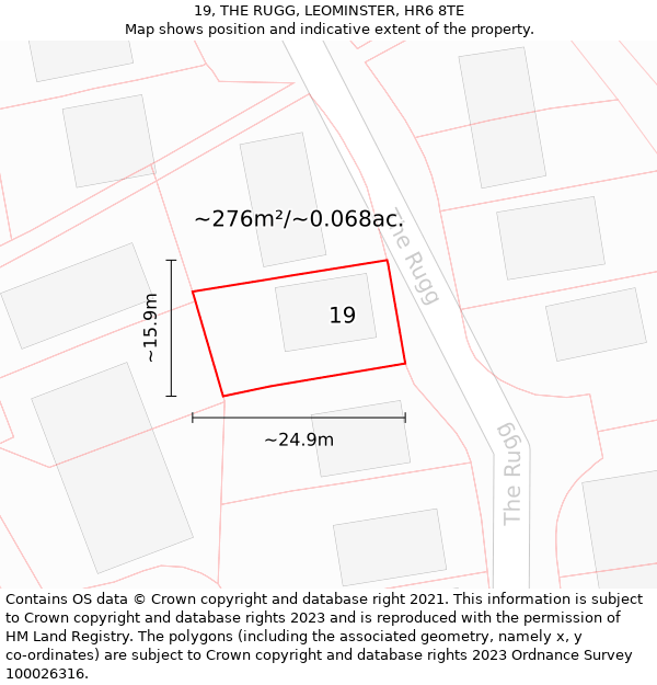 19, THE RUGG, LEOMINSTER, HR6 8TE: Plot and title map